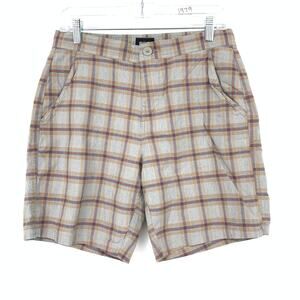 Brixton Casual Chino Shorts Mens Size 30 Gray Multicolor Plaid Elastic Back